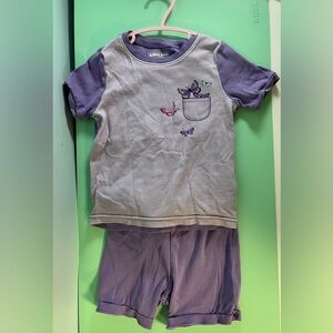 Kirkland Signature Short Sleeve T-shirt & Shorts Butterfly Pyjama, Girl Size 5